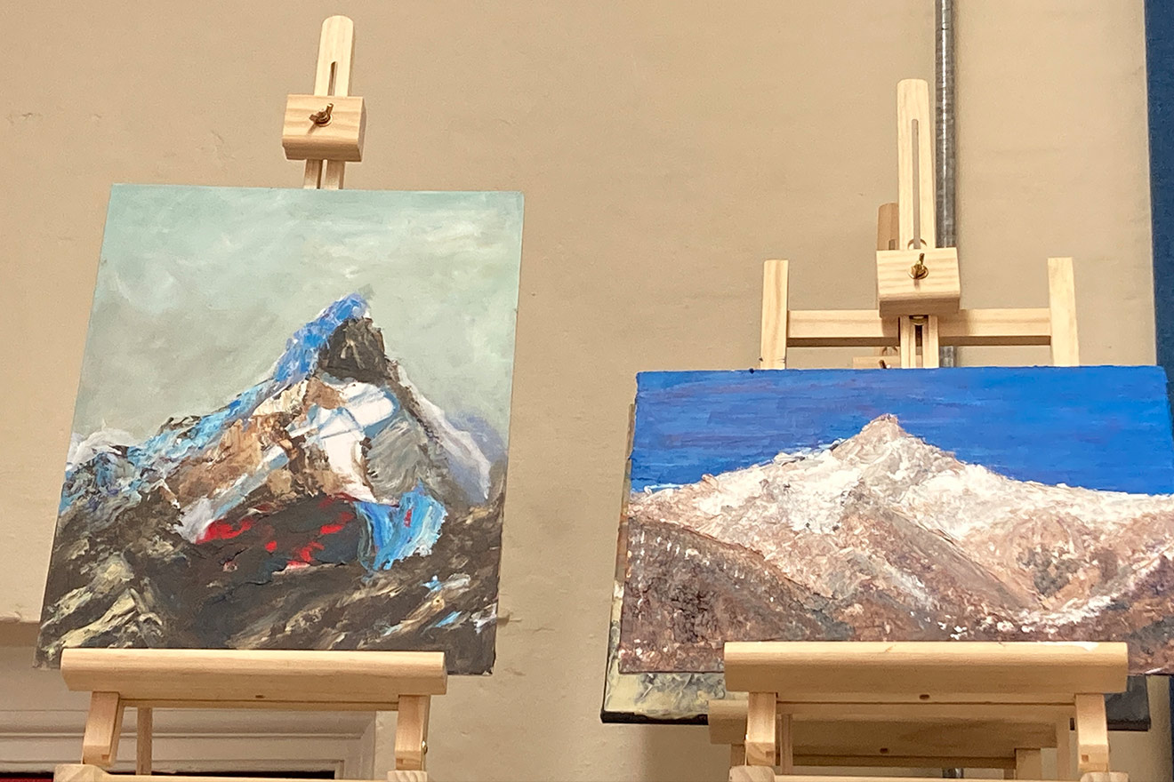 paintings on easels