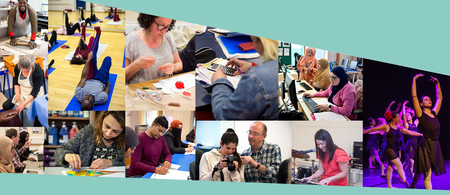 graphic with people in learning classes